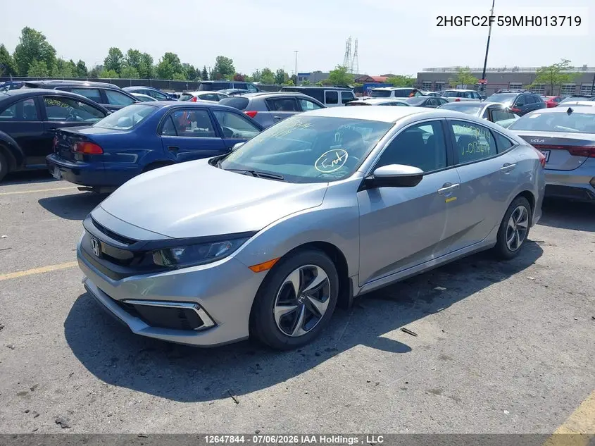 2021 Honda Civic Lx VIN: 2HGFC2F59MH013719 Lot: 12647844