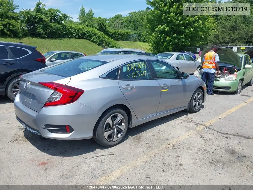 2021 Honda Civic Lx VIN: 2HGFC2F59MH013719 Lot: 12647844