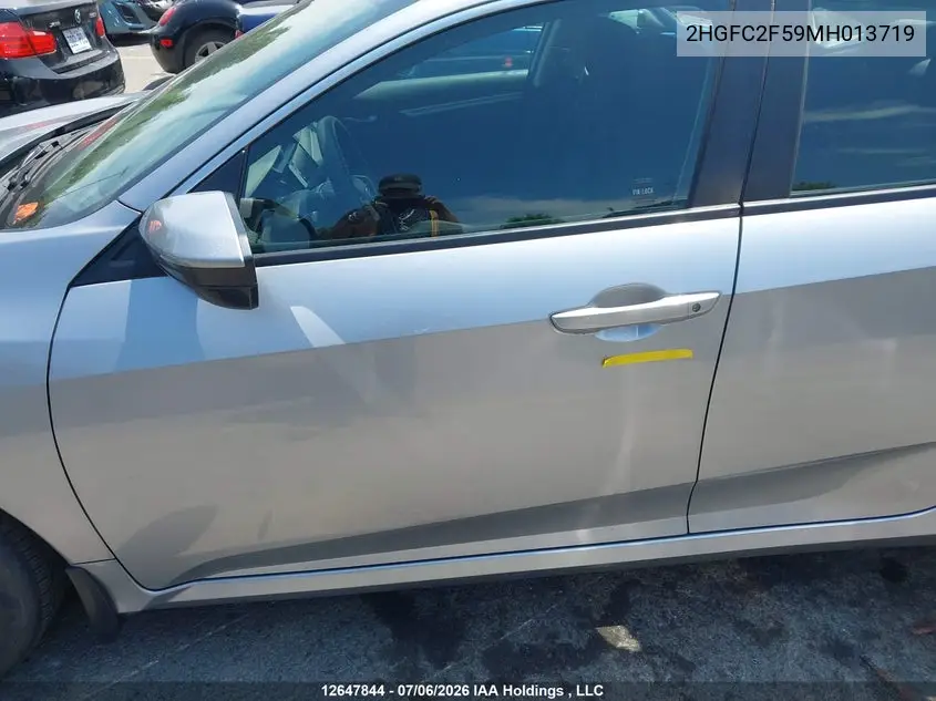 2021 Honda Civic Lx VIN: 2HGFC2F59MH013719 Lot: 12647844