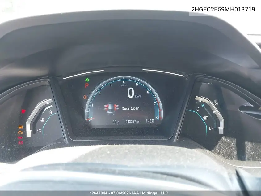 2021 Honda Civic Lx VIN: 2HGFC2F59MH013719 Lot: 12647844