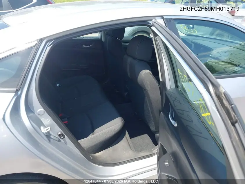 2021 Honda Civic Lx VIN: 2HGFC2F59MH013719 Lot: 12647844