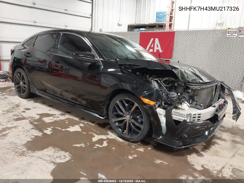 SHHFK7H43MU217326 2021 Honda Civic Sport