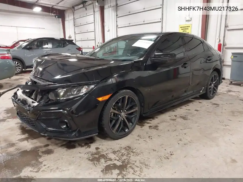 SHHFK7H43MU217326 2021 Honda Civic Sport