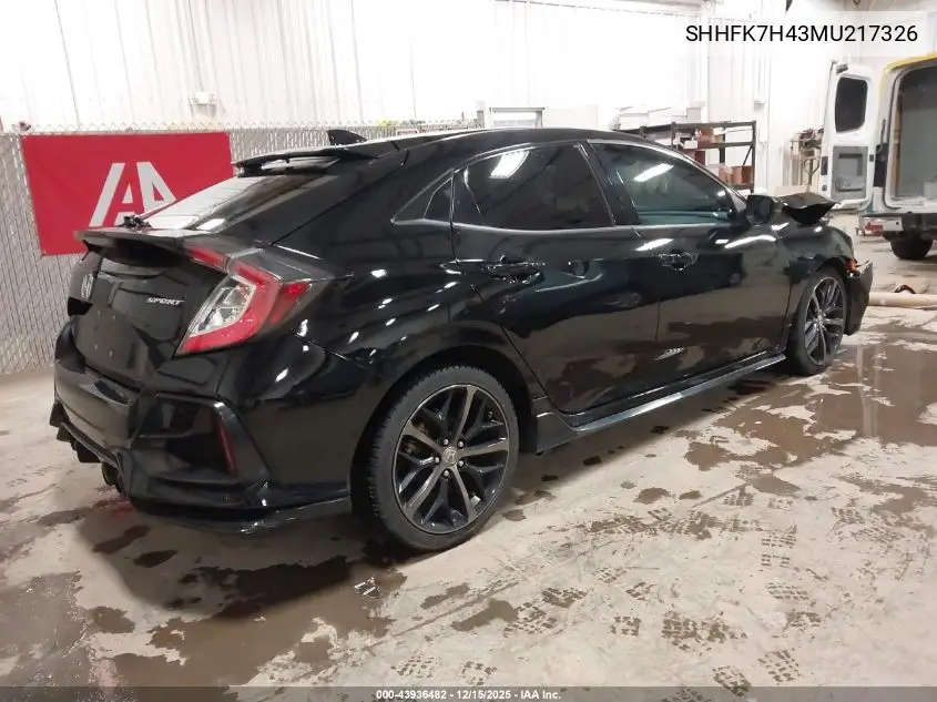SHHFK7H43MU217326 2021 Honda Civic Sport