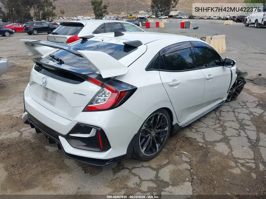 2021 Honda Civic Sport VIN: SHHFK7H42MU422376 Lot: 45457830