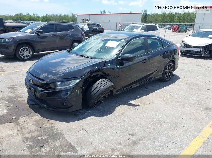 2021 Honda Civic Sport VIN: 2HGFC2F8XMH516749 Lot: 45688194