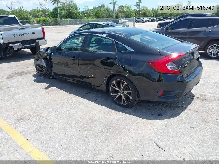 2021 Honda Civic Sport VIN: 2HGFC2F8XMH516749 Lot: 45688194