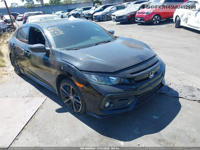 2021 Honda Civic Sport VIN: SHHFK7H45MU412988 Lot: 45689934