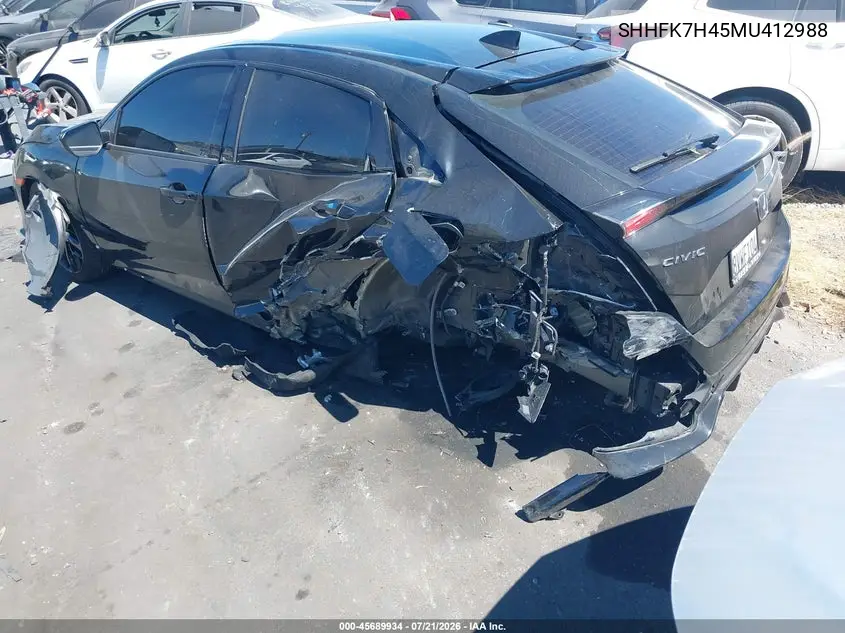 2021 Honda Civic Sport VIN: SHHFK7H45MU412988 Lot: 45689934