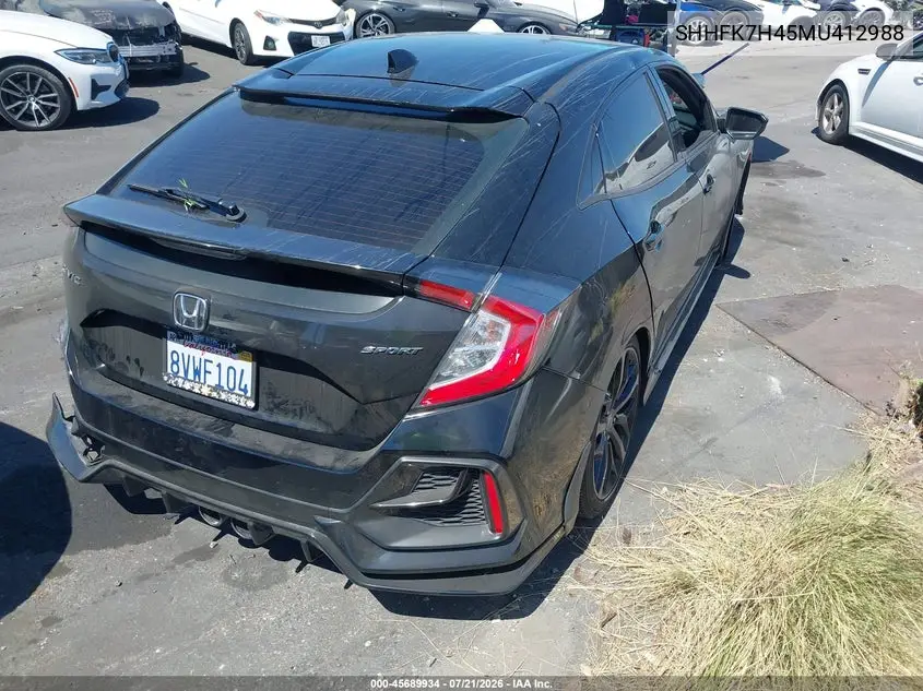 2021 Honda Civic Sport VIN: SHHFK7H45MU412988 Lot: 45689934