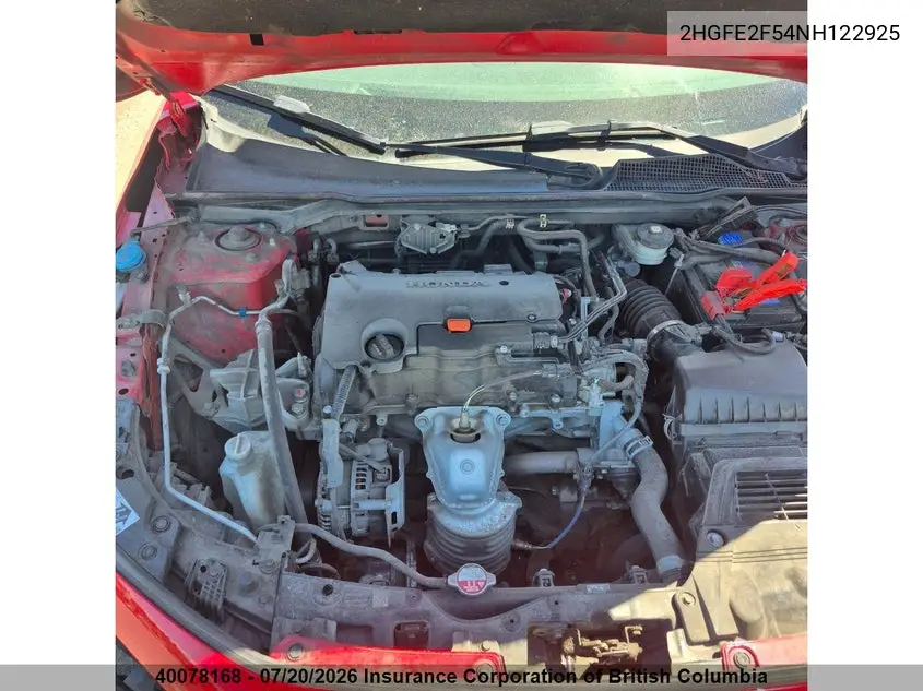 2022 Honda Civic VIN: 2HGFE2F54NH122925 Lot: 40078168