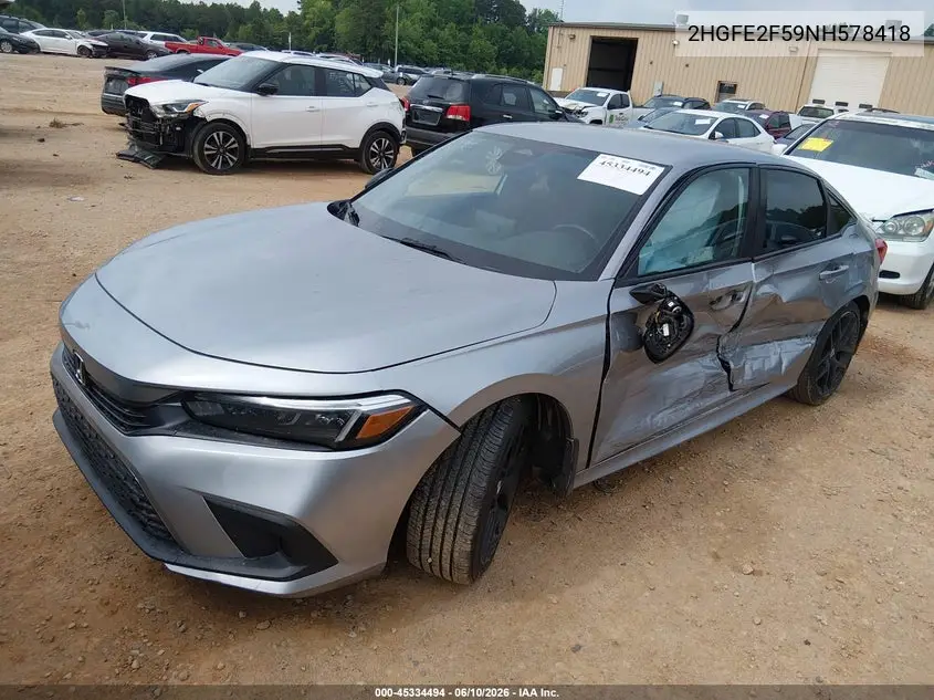 2HGFE2F59NH578418 2022 Honda Civic Sport