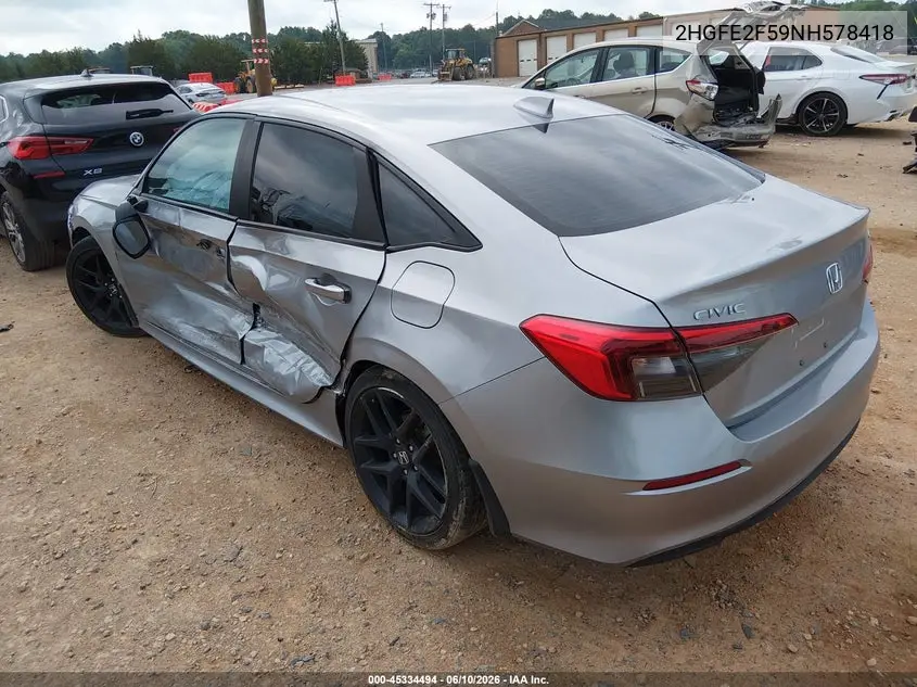 2HGFE2F59NH578418 2022 Honda Civic Sport