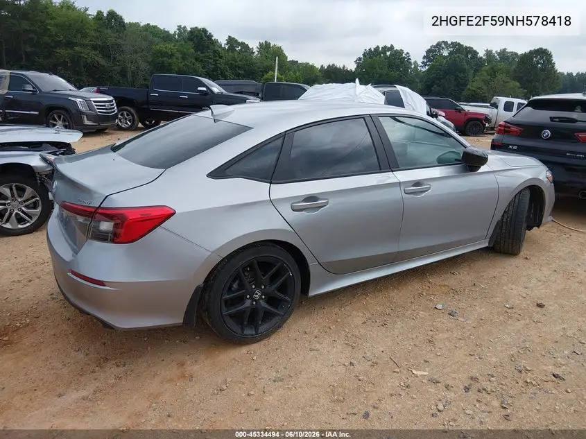 2HGFE2F59NH578418 2022 Honda Civic Sport