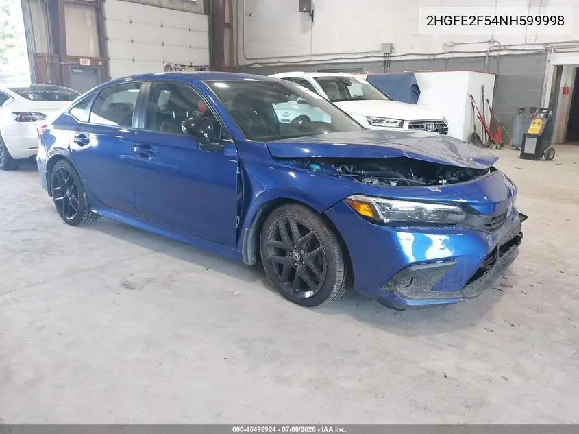 2022 Honda Civic Sport VIN: 2HGFE2F54NH599998 Lot: 45495924