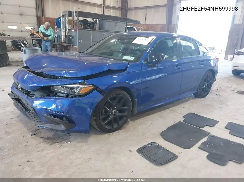 2022 Honda Civic Sport VIN: 2HGFE2F54NH599998 Lot: 45495924