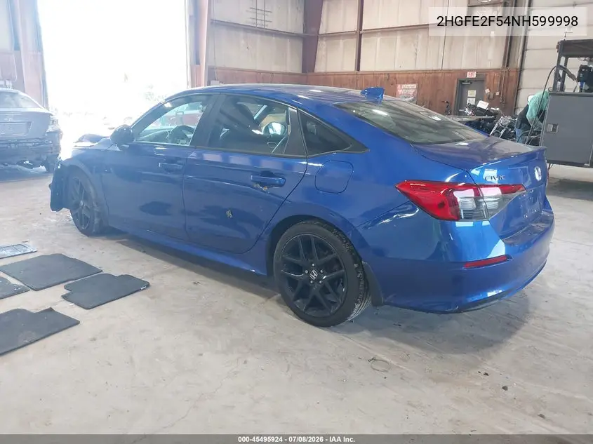 2022 Honda Civic Sport VIN: 2HGFE2F54NH599998 Lot: 45495924