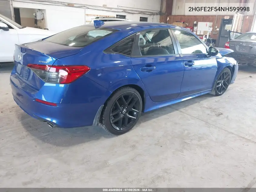 2022 Honda Civic Sport VIN: 2HGFE2F54NH599998 Lot: 45495924