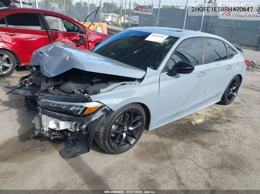 2024 Honda Civic Si Sedan VIN: 2HGFE1E58RH470647 Lot: 45684902
