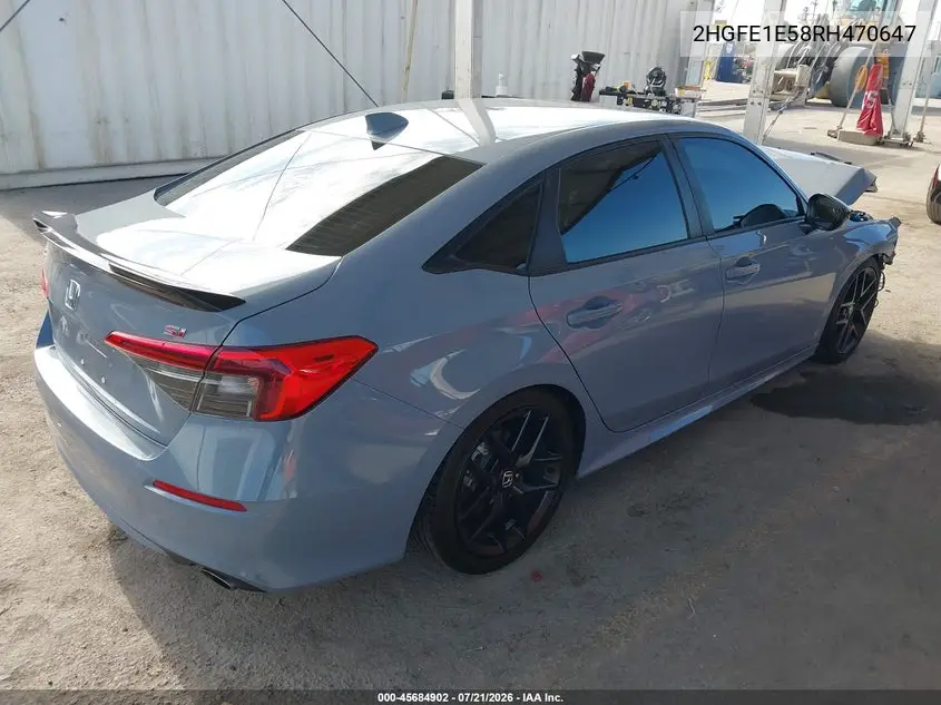 2024 Honda Civic Si Sedan VIN: 2HGFE1E58RH470647 Lot: 45684902