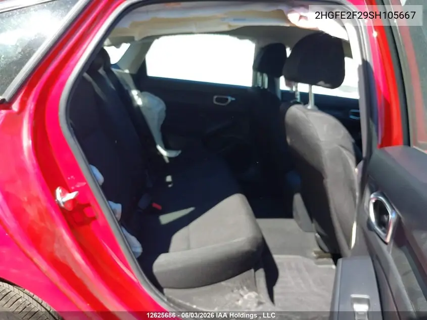 2025 Honda Civic Lx VIN: 2HGFE2F29SH105667 Lot: 12625686
