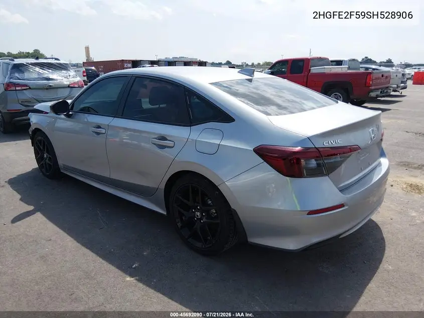2025 Honda Civic Sport VIN: 2HGFE2F59SH528906 Lot: 45692090