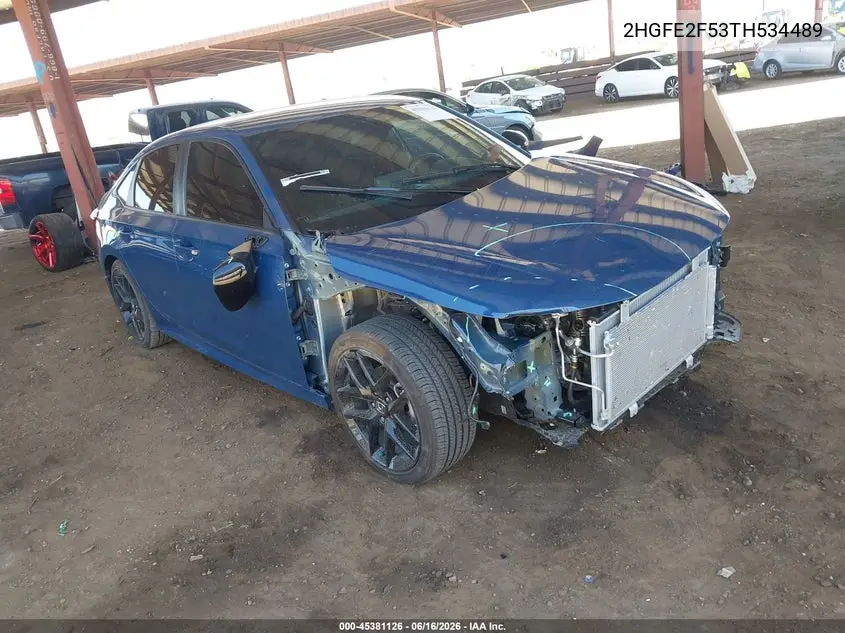2026 Honda Civic Sport VIN: 2HGFE2F53TH534489 Lot: 45381126