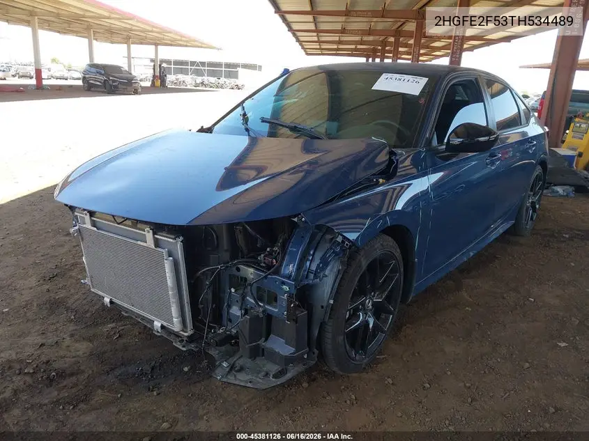 2026 Honda Civic Sport VIN: 2HGFE2F53TH534489 Lot: 45381126