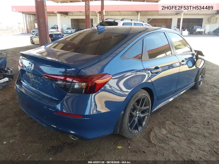 2026 Honda Civic Sport VIN: 2HGFE2F53TH534489 Lot: 45381126