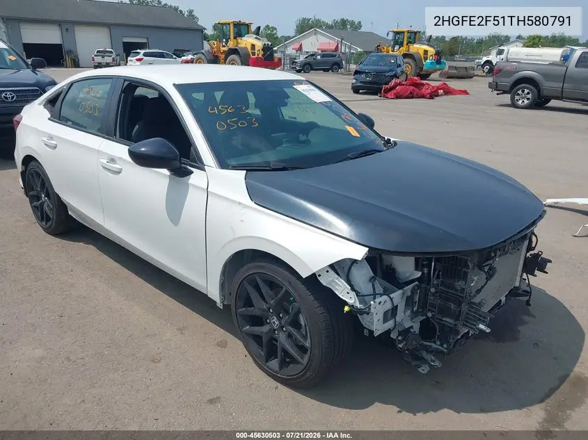 2026 Honda Civic Sport VIN: 2HGFE2F51TH580791 Lot: 45630503