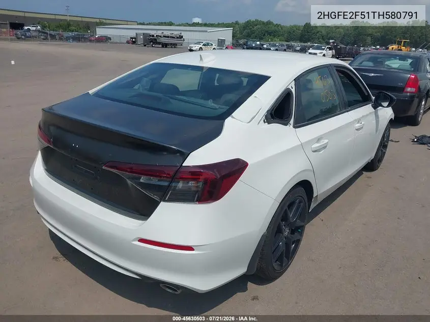 2026 Honda Civic Sport VIN: 2HGFE2F51TH580791 Lot: 45630503