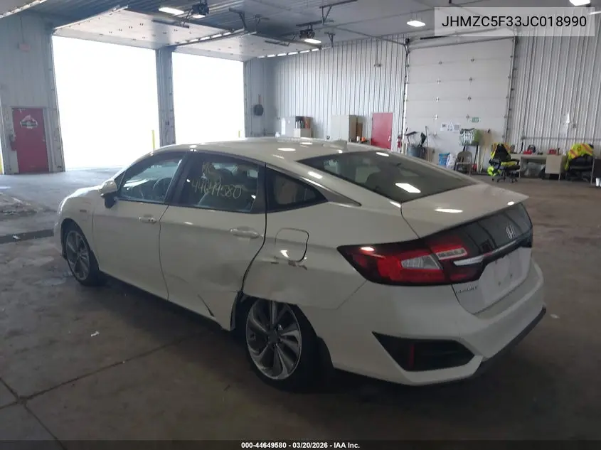 2018 Honda Clarity Plug-In Hybrid Touring VIN: JHMZC5F33JC018990 Lot: 44649580
