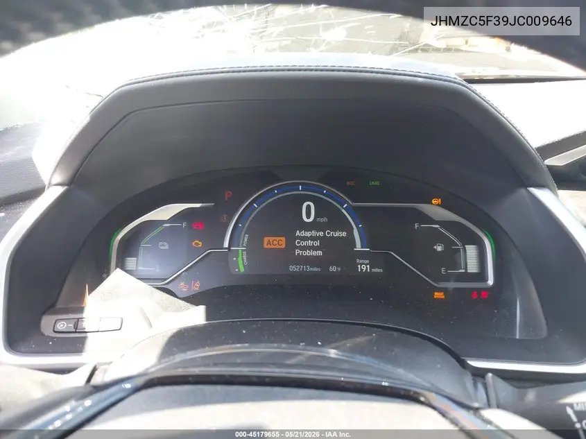 2018 Honda Clarity Plug-In Hybrid Touring VIN: JHMZC5F39JC009646 Lot: 45179655