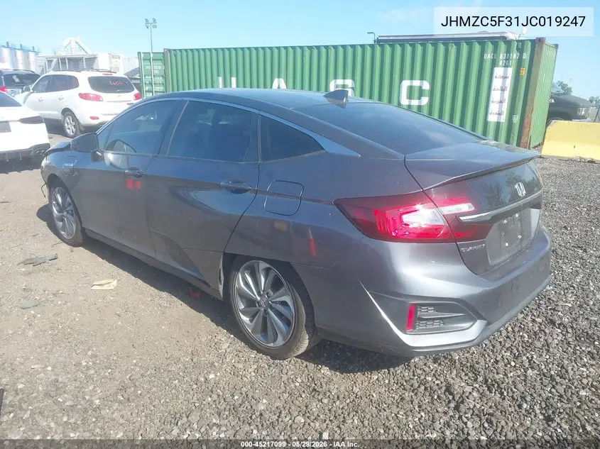 2018 Honda Clarity Plug-In Hybrid Touring VIN: JHMZC5F31JC019247 Lot: 45217099
