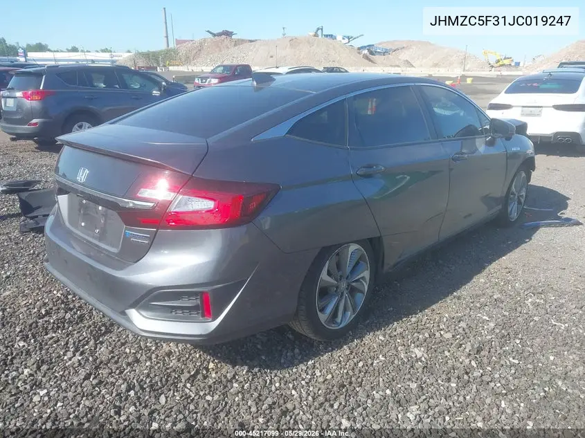 2018 Honda Clarity Plug-In Hybrid Touring VIN: JHMZC5F31JC019247 Lot: 45217099