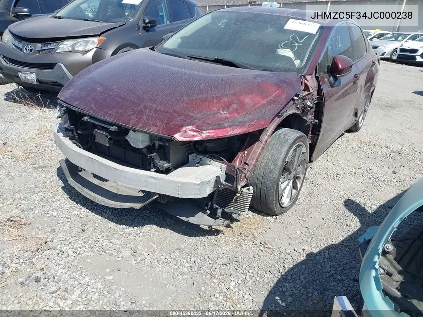2018 Honda Clarity Plug-In Hybrid Touring VIN: JHMZC5F34JC000238 Lot: 45360433