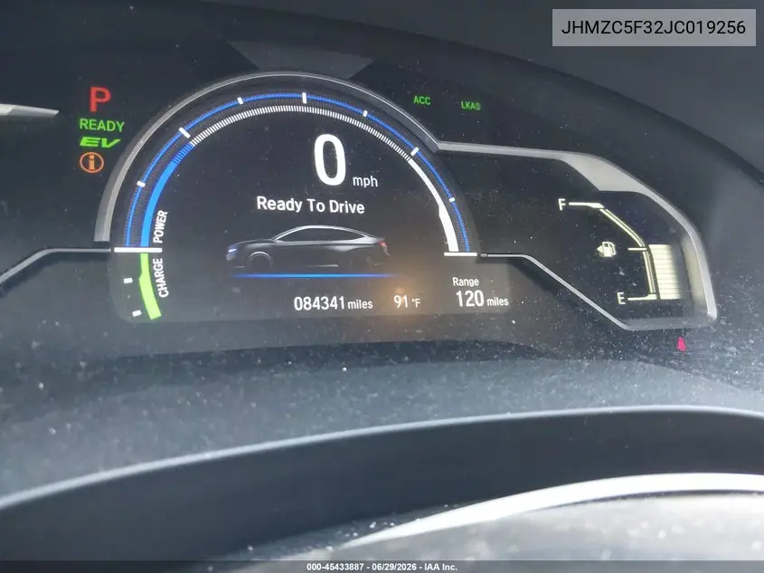 2018 Honda Clarity Plug-In Hybrid Touring VIN: JHMZC5F32JC019256 Lot: 45433887