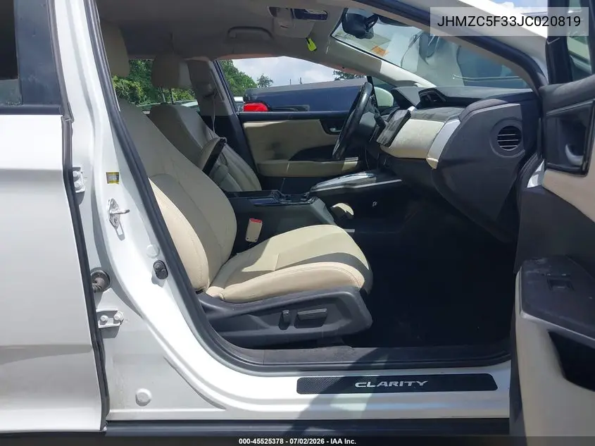 2018 Honda Clarity Plug-In Hybrid Touring VIN: JHMZC5F33JC020819 Lot: 45525378