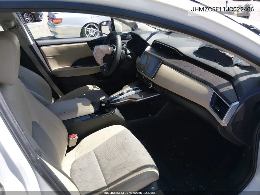 2018 Honda Clarity Plug-In Hybrid VIN: JHMZC5F11JC022406 Lot: 45565634