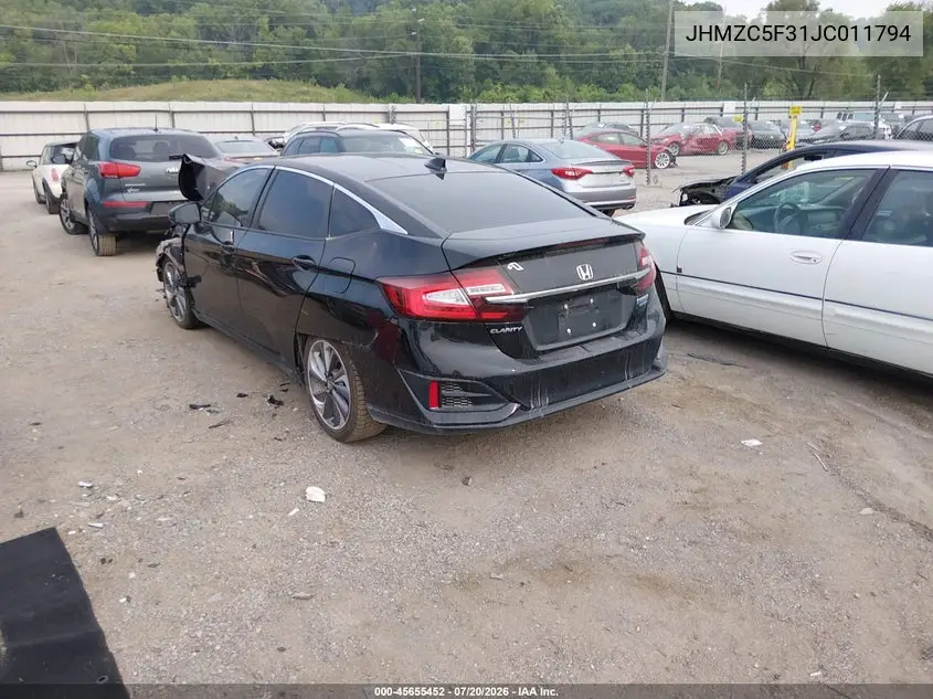2018 Honda Clarity Plug-In Hybrid Touring VIN: JHMZC5F31JC011794 Lot: 45655452