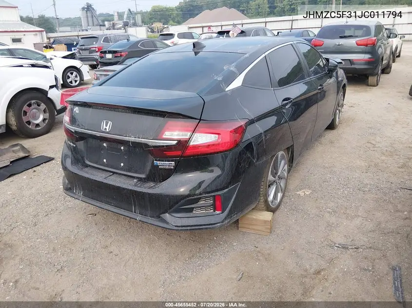 2018 Honda Clarity Plug-In Hybrid Touring VIN: JHMZC5F31JC011794 Lot: 45655452