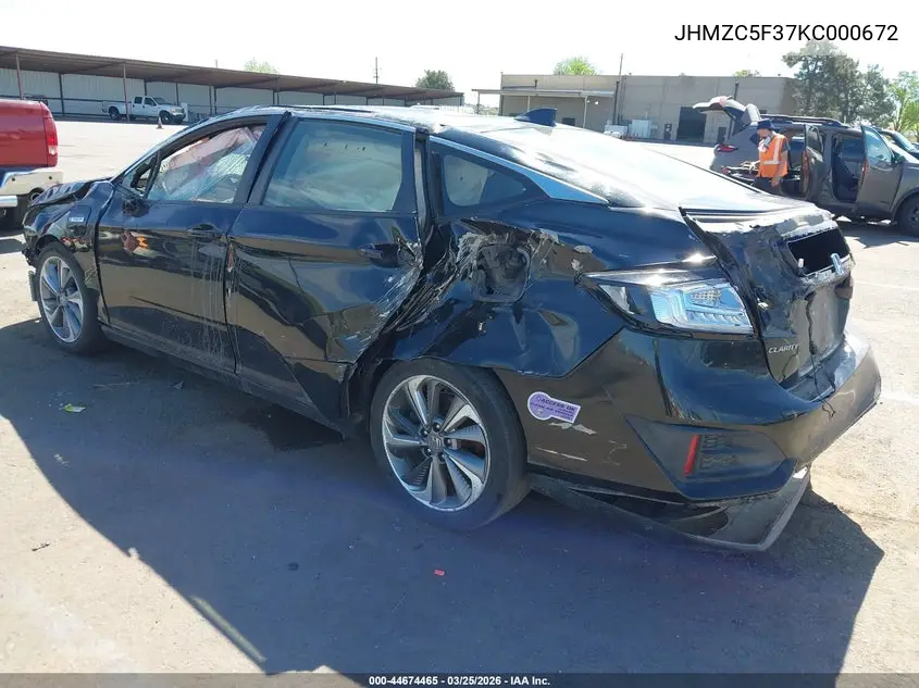2019 Honda Clarity Plug-In Hybrid Touring VIN: JHMZC5F37KC000672 Lot: 44674465