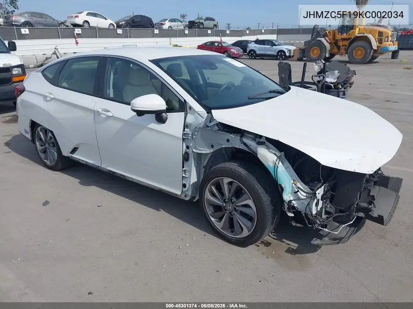 2019 Honda Clarity Plug-In Hybrid VIN: JHMZC5F19KC002034 Lot: 45301374