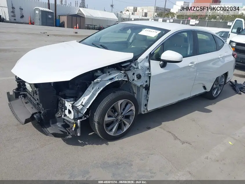 2019 Honda Clarity Plug-In Hybrid VIN: JHMZC5F19KC002034 Lot: 45301374