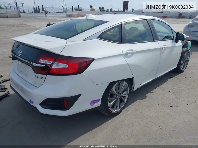 2019 Honda Clarity Plug-In Hybrid VIN: JHMZC5F19KC002034 Lot: 45301374