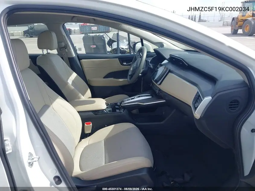2019 Honda Clarity Plug-In Hybrid VIN: JHMZC5F19KC002034 Lot: 45301374