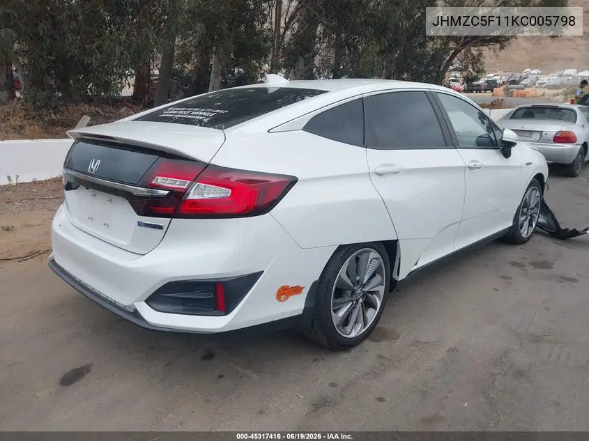 2019 Honda Clarity Plug-In Hybrid VIN: JHMZC5F11KC005798 Lot: 45317416