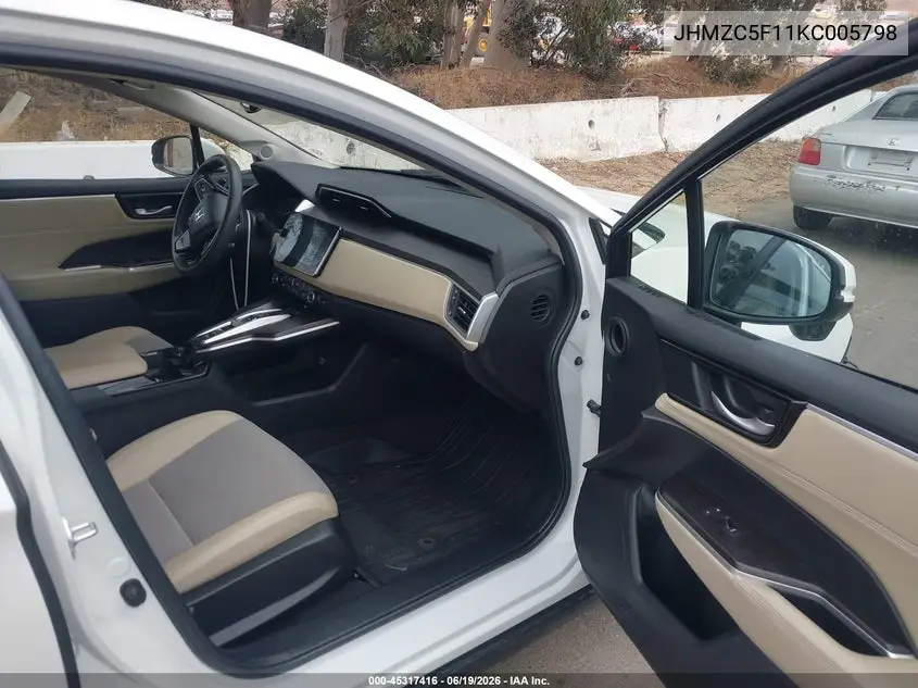 2019 Honda Clarity Plug-In Hybrid VIN: JHMZC5F11KC005798 Lot: 45317416