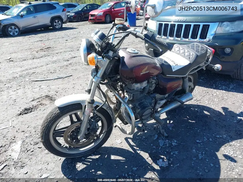 1982 Honda Cm450 C VIN: JH2PC0513CM006743 Lot: 45051646