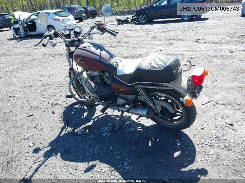 1982 Honda Cm450 C VIN: JH2PC0513CM006743 Lot: 45051646